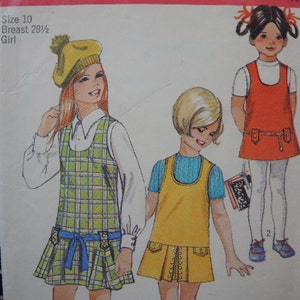 vintage 1970s Simplicity sewing pattern 8896 girls size10 jumper with three skirts