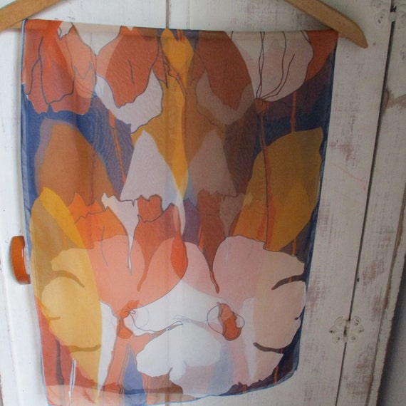 Vintage 1970s sheer nylon scarf abstract floral f… - image 2