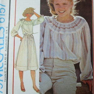 vintage 1970s McCalls sewing pattern 6157 misses dress or top size petite 6-8