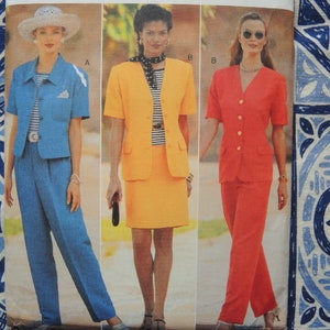 vintage 1990s Butterick sewing pattern 4007 misses jacket skirt pants Jessica Howard UNCUT size 12-14-16