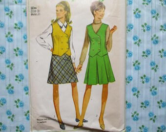vintage 1960s Simplicity sewing pattern 7312 misses vest and two skirts size 16