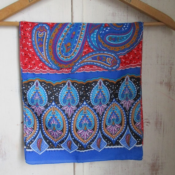 Vintage 1990s scarf paisley globally inspired pol… - image 2