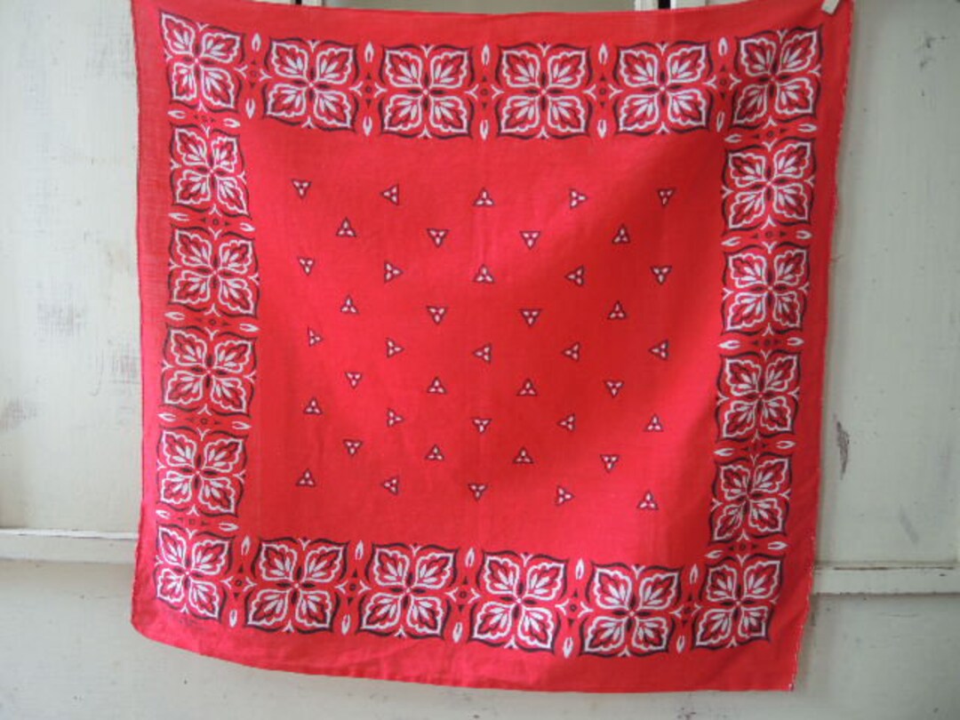 小物 90s  WASHFASTCOLORS cross bandana WHITE ビンテージ バンダナ クロス 黒 WASHFAST COLORS （1940's U.S.