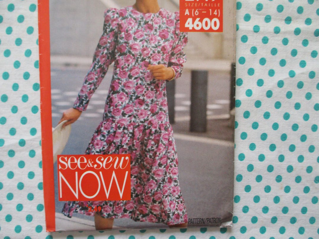 Vintage 1990s Butterick See and Sew Sewing Pattern 4600 Misses Dress ...