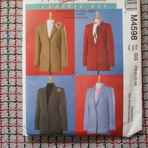 2000s sewing pattern McCalls 4598 women's lined jacket and pants size 18-20-22-24 UNCUT
