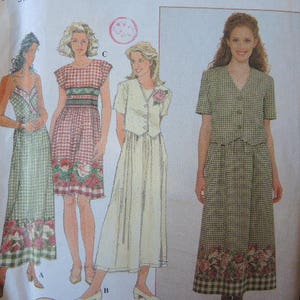 vintage 1990er Simplicity Schnittmuster 8007 UNCUT Misses Kleid und Jacke Gr. 6-8-10