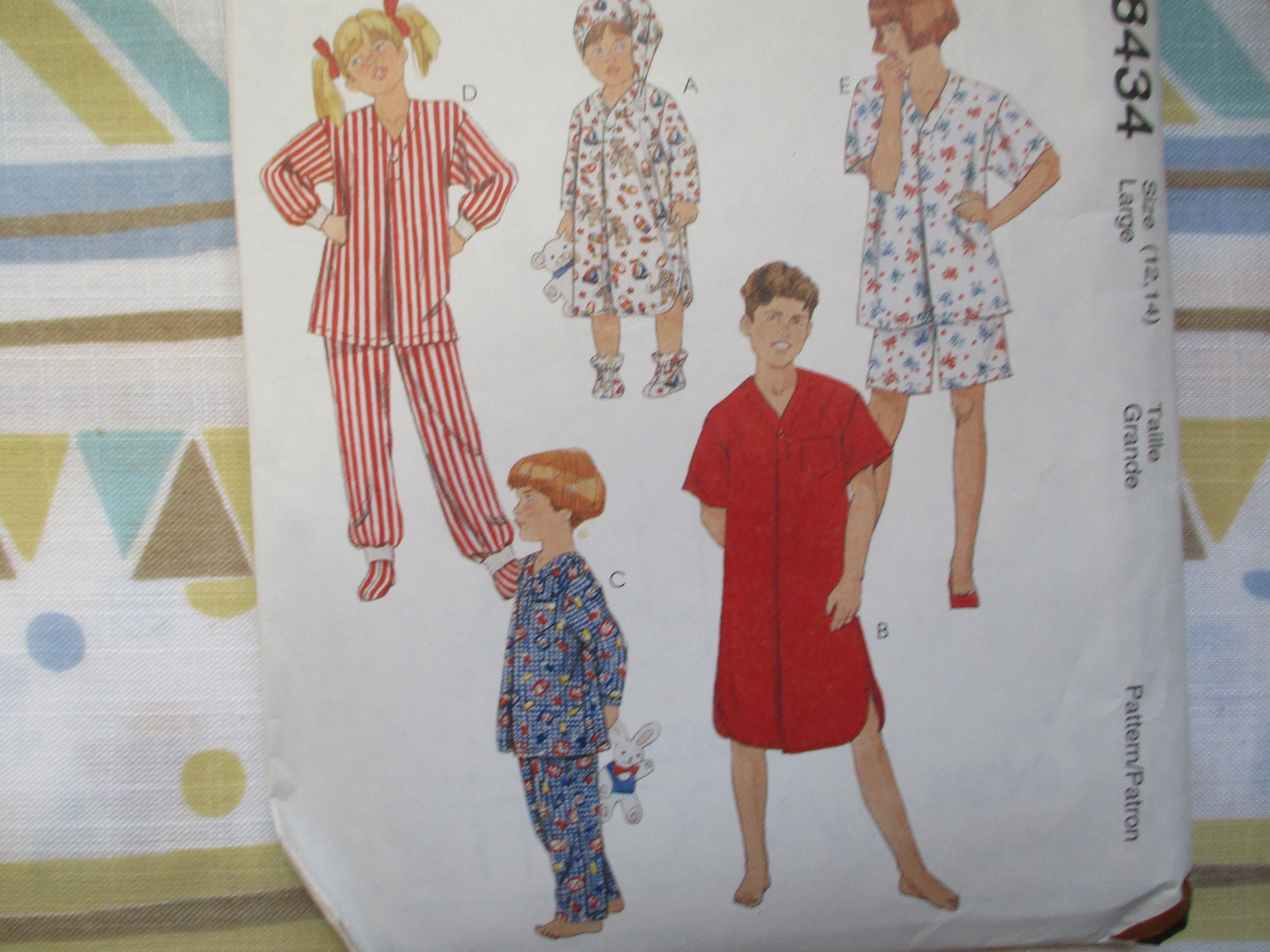 Vintage 1990s Mccalls Sewing Pattern 8434 Childs Sleepwear