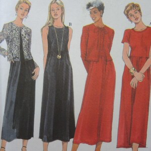 vintage 1990s Simplicity sewing pattern 8414 UNCUT misses knit dress and jacket size 8-10-12