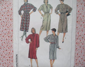 Vintage 1980s Simplicity sewing pattern 6986 misses dress in two lengths size 10-12-14 UNCUT