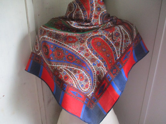 Vintage 1980s Silk Scarf Colorful Paisley 26 X 27 Inches - Etsy
