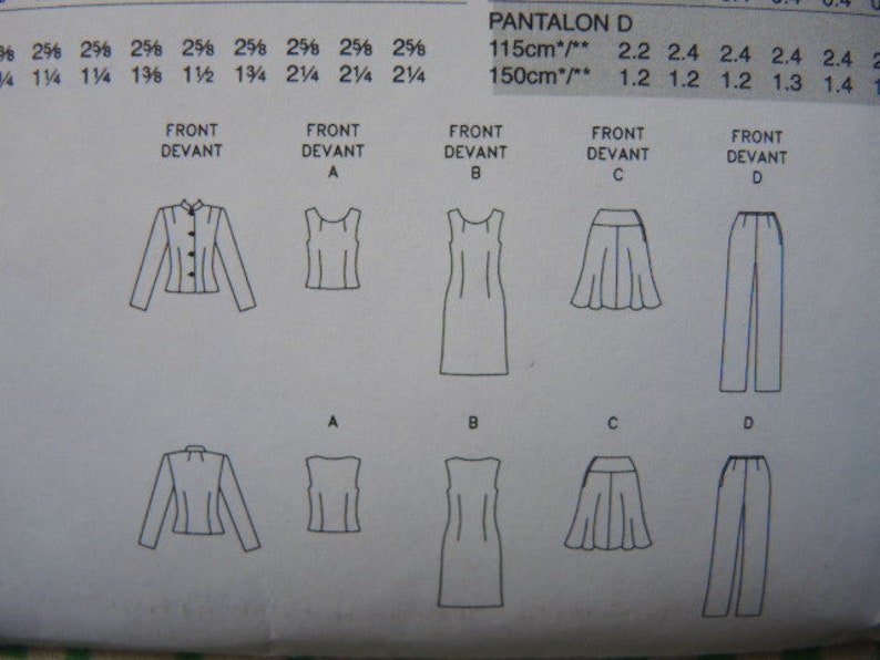 2000s Vogue sewing pattern 7947 misses jacket top dress skirt and pants size 12-14-16 UNCUT image 3