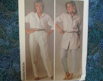 vintage 1980s Simplicity sewing pattern 6947 misses easy to sew shirt in two lengths and pants in two lengths size 10-12-14 UNCUT