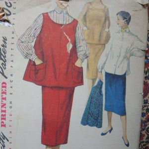 vintage 1950s Simplicity sewing pattern 4847 misses maternity suit size 12