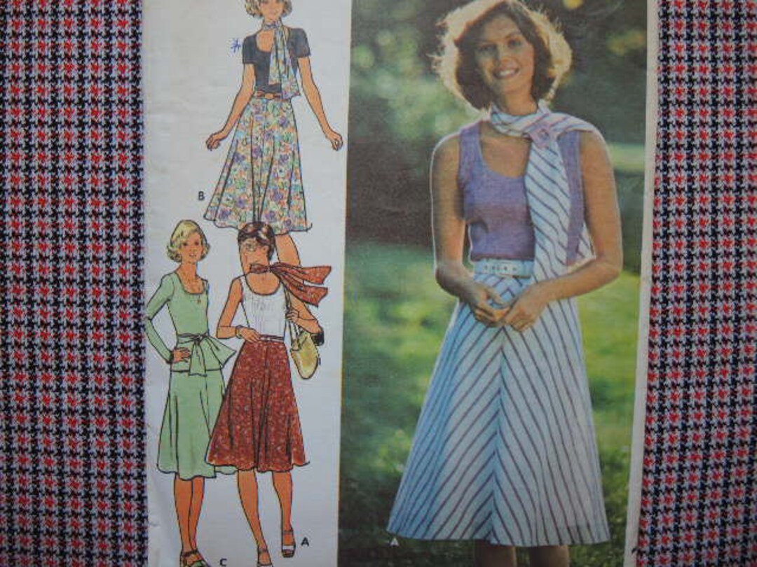 Vintage 1970s Butterick Sewing Pattern 4149 Misses Tops Skirt and Scarf ...