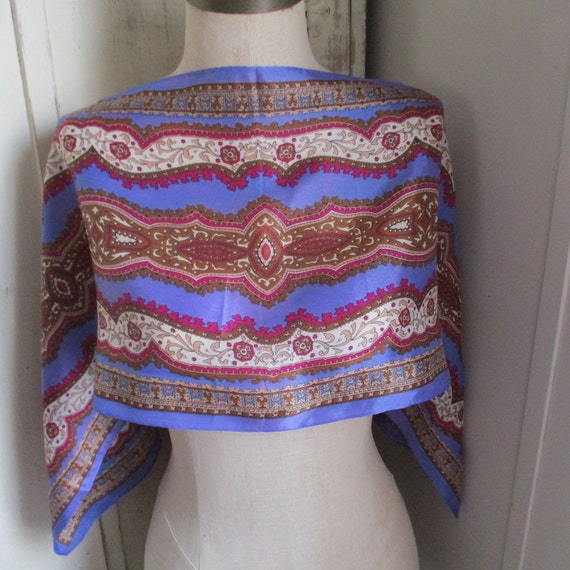 vintage scarf acetate paisley purple and pink pai… - image 2