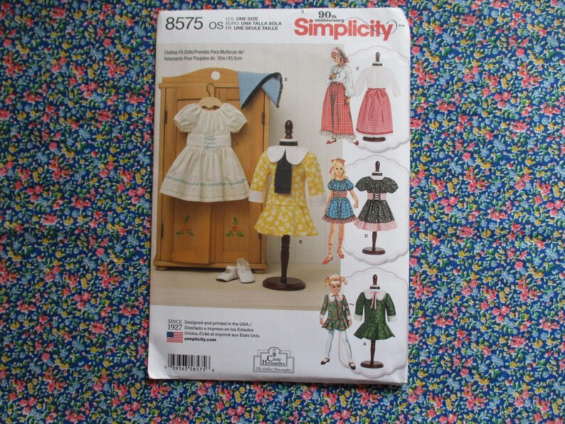 2010s Sewing Pattern Simplicity 8575 Vintage Inspired Doll Clothes for ...