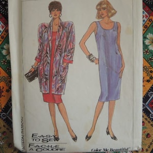 vintage 1980s simplicity sewing pattern 7891 UNCUT misses dress and loose fitting unlined jacket size 6-16