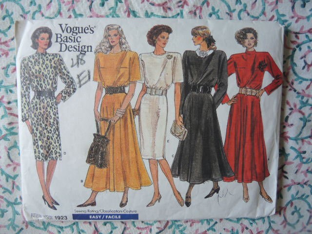 Vintage 1980s Vogue basic design sewing pattern 1923 misses | Etsy
