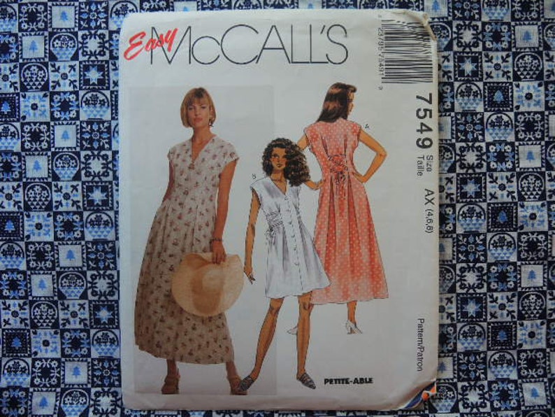 Vintage 1990s Sewing Pattern Mccalls 7549 Misses Dress in Two Lengths ...