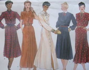 vintage 1980s Vogue basic design sewing pattern 2208 misses dress and tie size 10 UNCUT