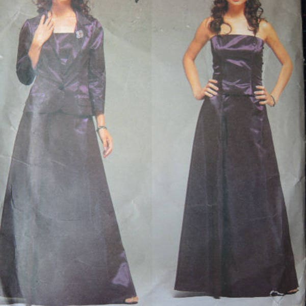 2000s Vogue Paris Original sewing pattern Guy Laroche 2497 Evening jacket top and skirt size 6-8-10 UNCUT