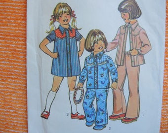 vintage 1970s Simplicity sewing pattern 6782 girls size 5 shirtdress or shirt and pants