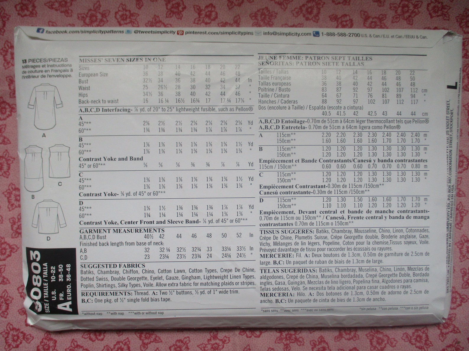 2000s New Look Sewing Pattern 803 Misses Set of Tops Size 10-16 - Etsy