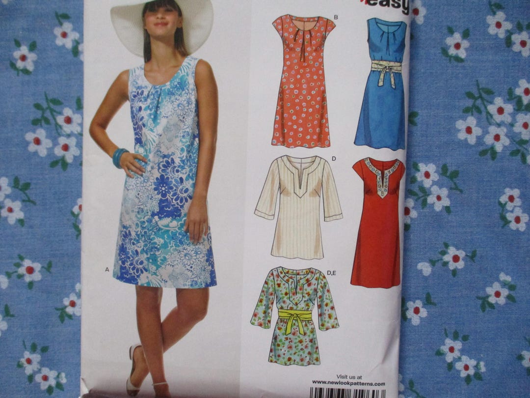 2000s New Look Sewing Pattern 6803 Misses Dress Top and Tie Belt Sizes ...