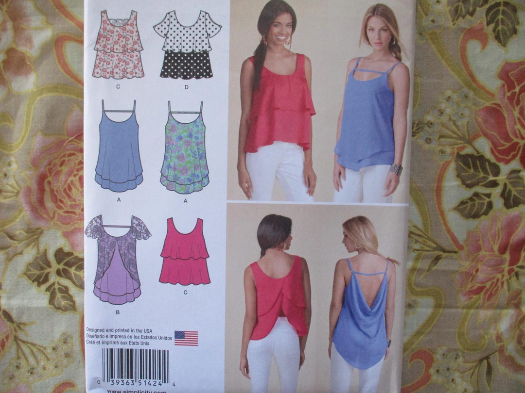 2010s Simplicity Sewing Pattern 1424 Misses Pullover Tops Sizes 4-12 ...