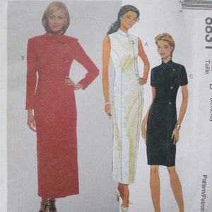 Vintage 1990s sewing pattern McCalls 8831 Misses mock wrap dress in two lengths size 8-10-12 UNCUT
