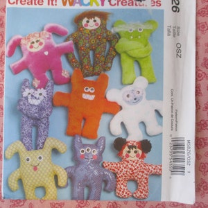 2000s McCall's sewing pattern 5826 Create it! Wacky creature dolls UNCUT