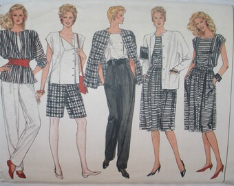 vintage 1980s vogue sewing pattern 8617 misses jacket skirt pants shorts and top size 8-10-12