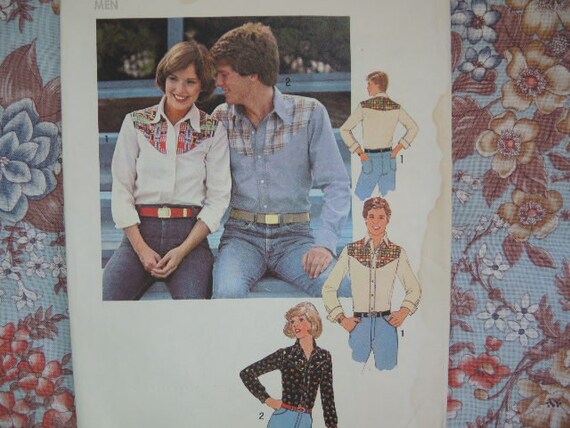 Vintage 1970s Simplicity Sewing Pattern 7917 Mens Shirt Size 34-36