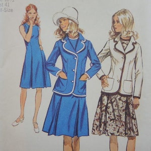 vintage 1970s Simplicity sewing pattern 9866 misses dress and blazer size 18 1/2 UNCUT