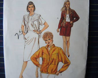 Vintage 1980s Kwik Sew sewing pattern 1427 misses jacket vest and skirt UNCUT sizes 14-16-18-20