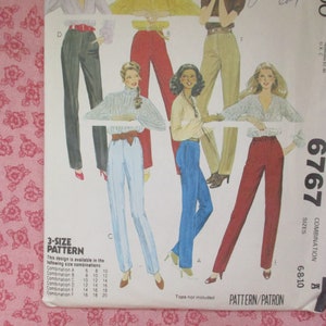 vintage 1980s McCalls sewing pattern 6767 disco era misses set of pants size 6-8-10 UNCUT