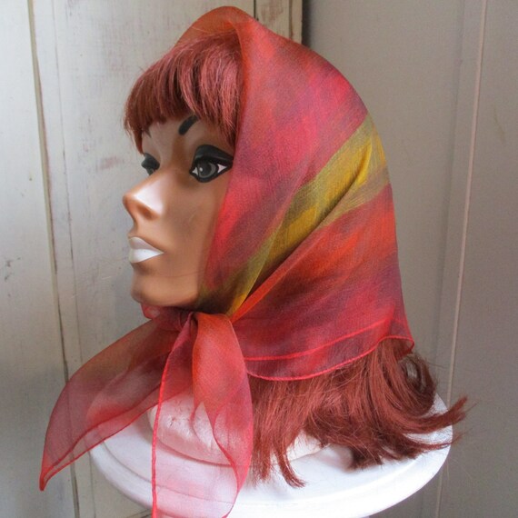 Vintage 1960s mod era sheer nylon chiffon scarf a… - image 3