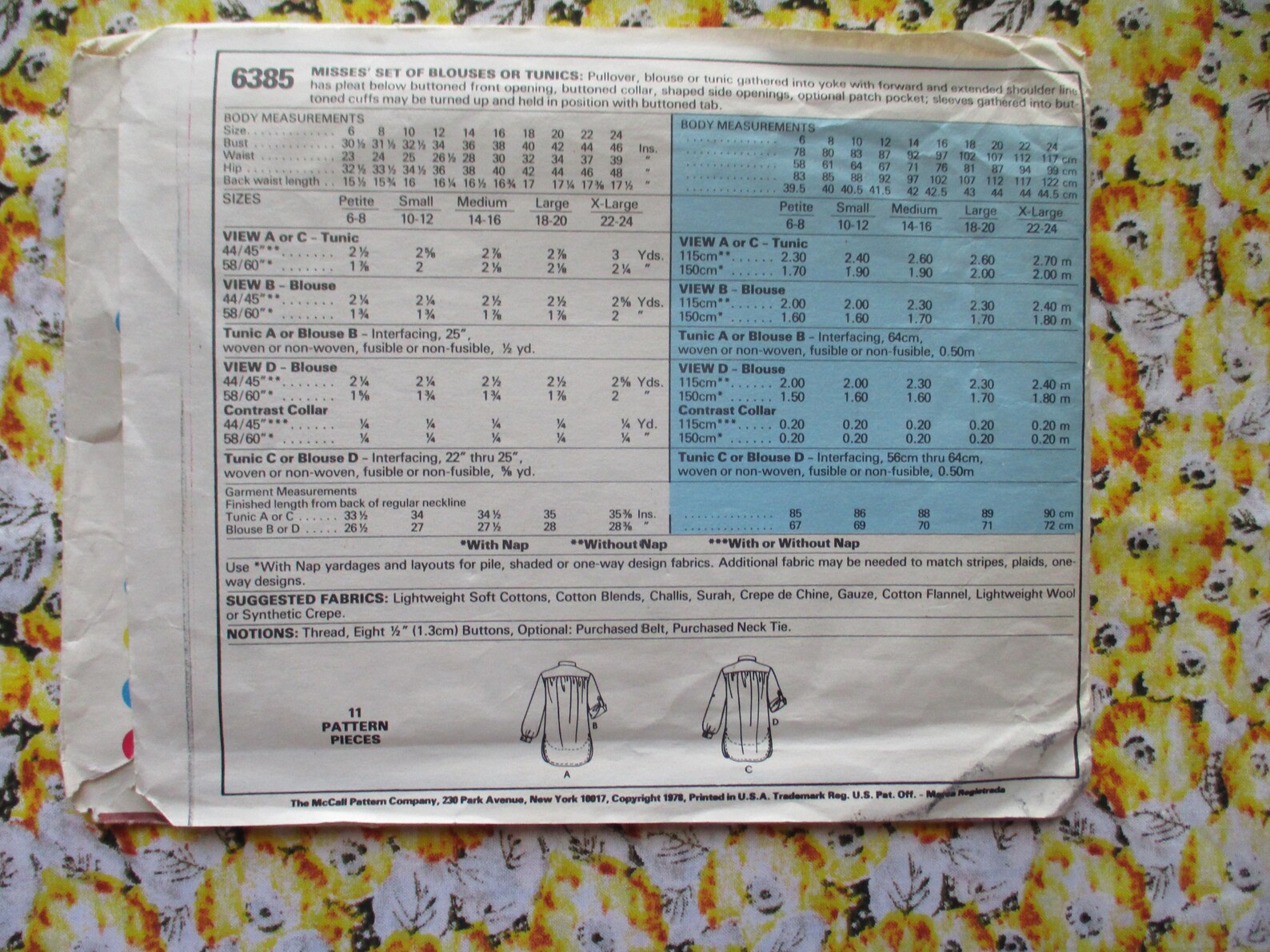 Vintage 1970s Mccalls Sewing Pattern 6385 Misses Set of Blouses or ...