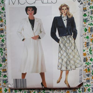 vintage 1980s McCalls sewing pattern 2357 misses  jacket and skirt size 14 UNCUT