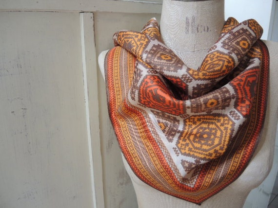 Vintage 1960s Acetate Glentex Scarf With Geometric Design  display picture 2