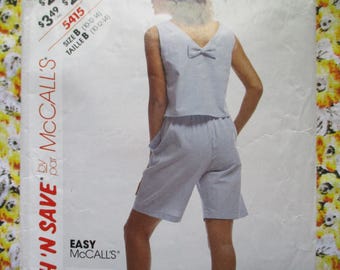 vintage 1990s sewing pattern McCalls Easy stitch n save 5415 misses top and shorts sizes 10-12-14