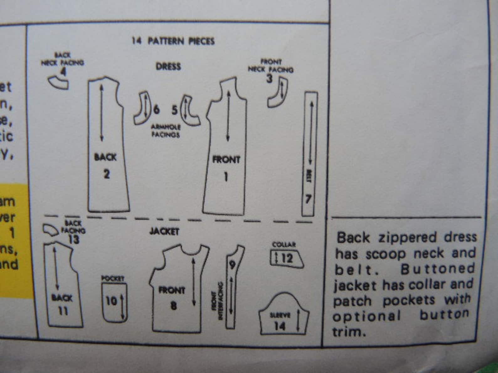 Style 4066 Pattern Vintage 1970s Mccalls Sewing Pattern 4066 Misses Dress and Jacket Size ...