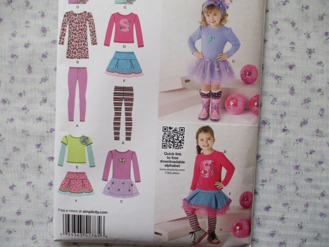 2010s Sewing Pattern Simplicity 1785 Toddler and Childs Skirt and Knit ...