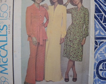 vintage 1970s McCalls sewing pattern 4359 misses dress or top and pants size 12