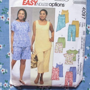 McCalls 2000s sewing pattern 4097 women's top tunics shorts and capri pants UNCUT sizes 18W-20W-22W 24W