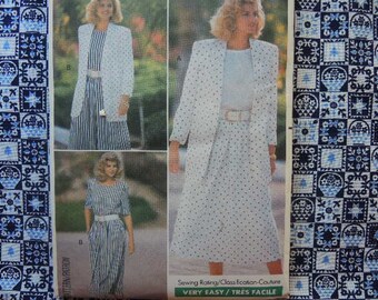 vintage 1980s Butterick sewing pattern Evan Picone 4009 misses jacket top and skirt size 6-8-10 UNCUT