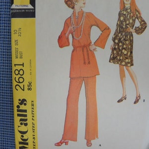 Vintage 1970er Jahre Chicco Chicity Schnittmuster 2681 Damen Kleid oder Top und Hose 2681 Gr. 10