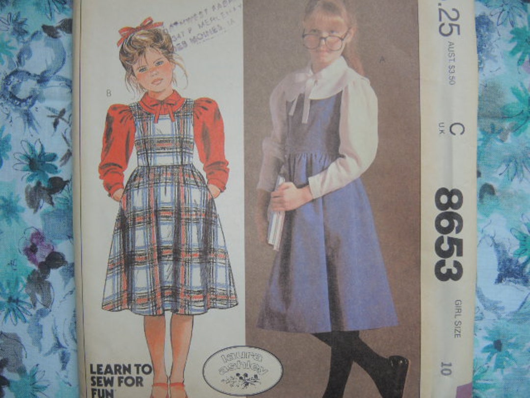 Vintage 1980s Mccalls Sewing Pattern 8653 Laura Ashley Girls' Jumper