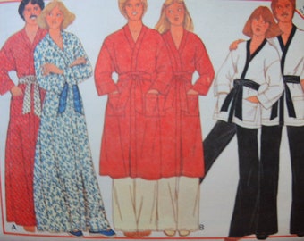vintage 1970s McCalls sewing pattern 5818  Misses or mens robe or jacket and pants UNCUT size small 32-34