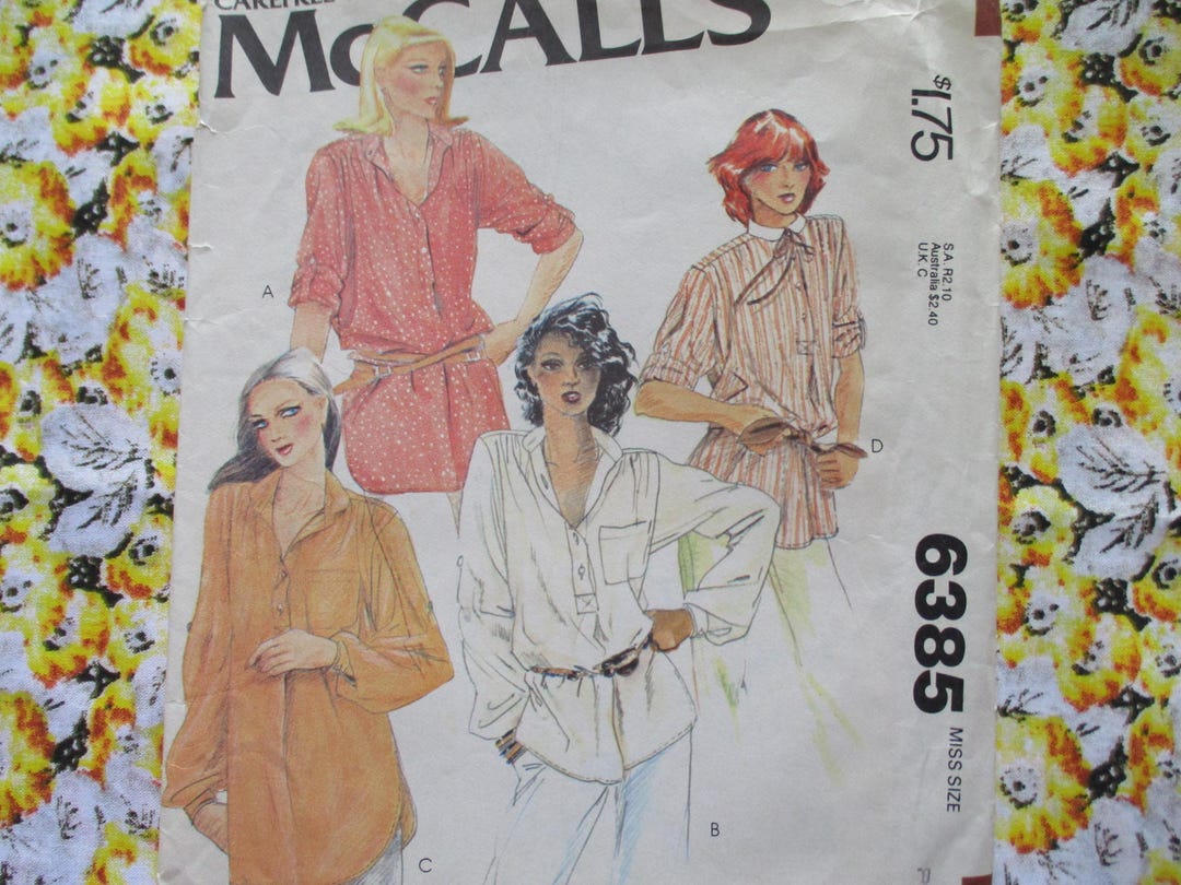 Vintage 1970s Mccalls Sewing Pattern 6385 Misses Set of Blouses or ...